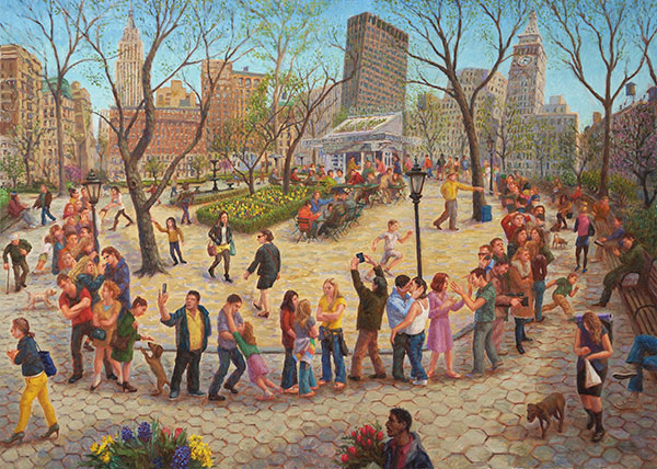 Shake Shack Line, Madison Square Park." 2014. Oil on Linen. 30" x 40"